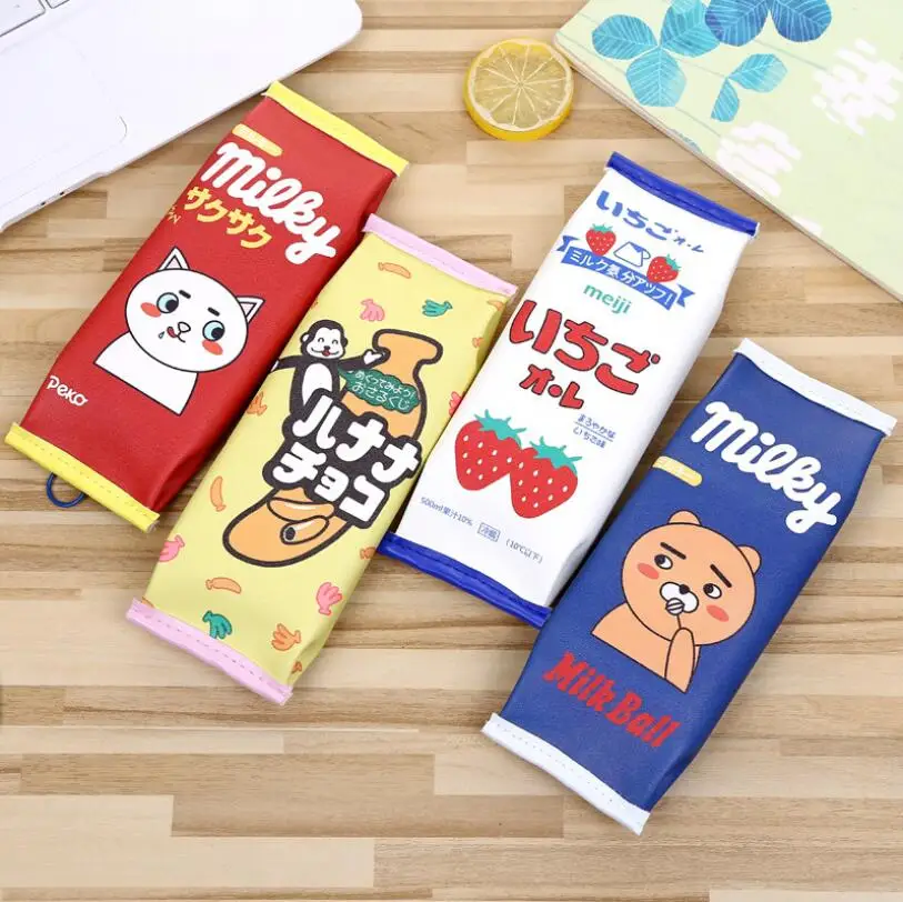 School Stationary PU Leather Pencil Case Creative Candy Snacks High