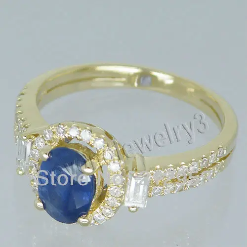 Кольцо с сапфиром из желтого золота 14 карат 5 х7 мм|fine jewelry|gemstone jewelrygenuine gemstone jewelry |