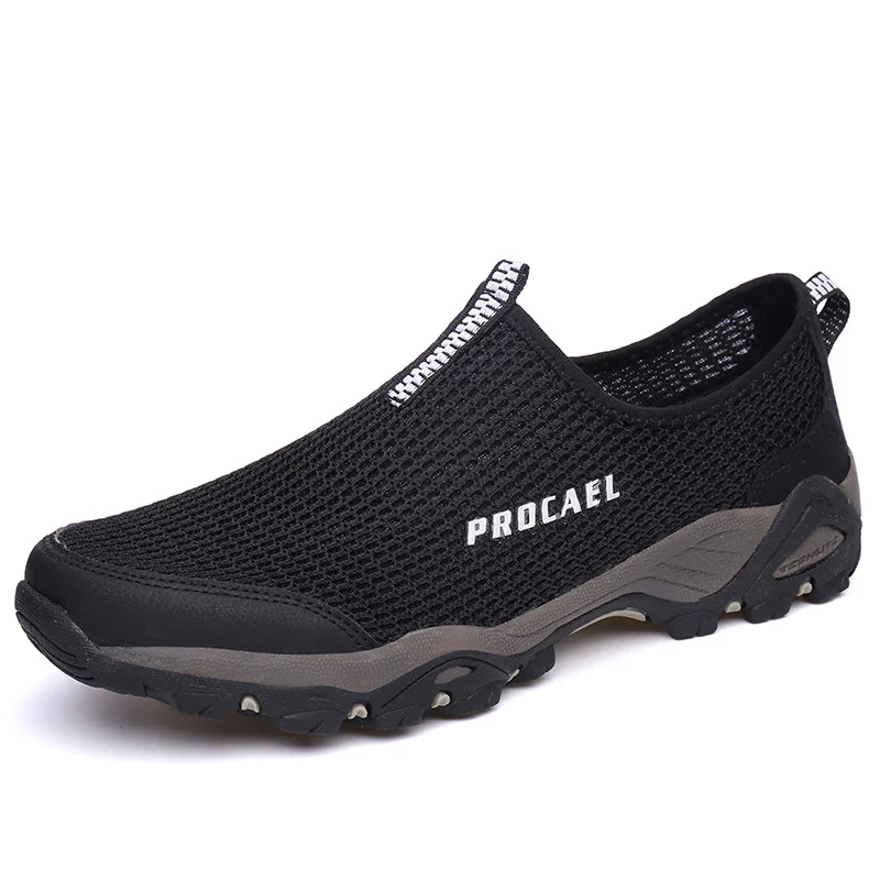 melhor Kezrea Tênis Para Caminhada Verão Homens Malha Sapatos Sandálias Dos Homens Praia Sapatos Upstream Caminhadas À Prova D Água Do Aqua Krasovki Homens Slip On preto
