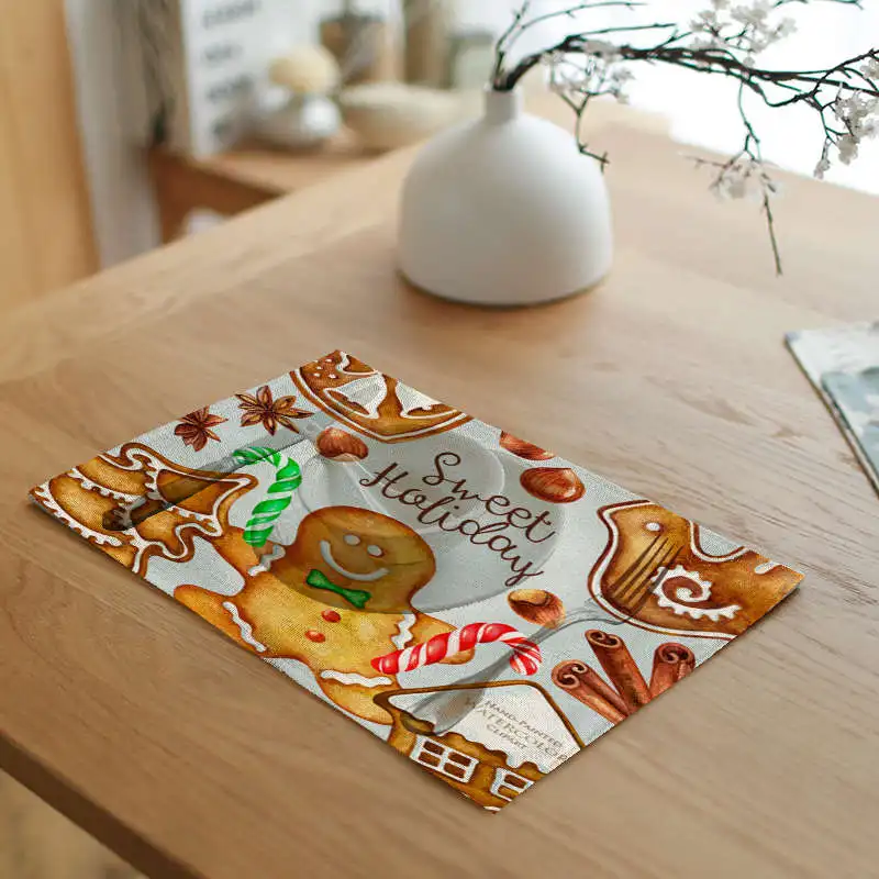 Подарок на вечеринку в честь Хэллоуина Cafe Западный скатерть для ресторана тыквы светильник 42X32 см льняная Салфетка под тарелку печати Кухня украшения