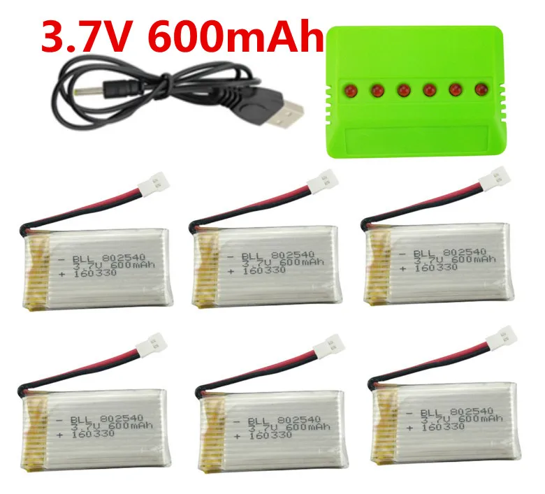 Syma X5C X5C-1 X5A X5 X5SC X5SW H5C V931 SS40 FQ36 T32 5W H42 CW4 Lipo зарядное устройство 6 шт 3 7 V 600mAh 20C батарея |