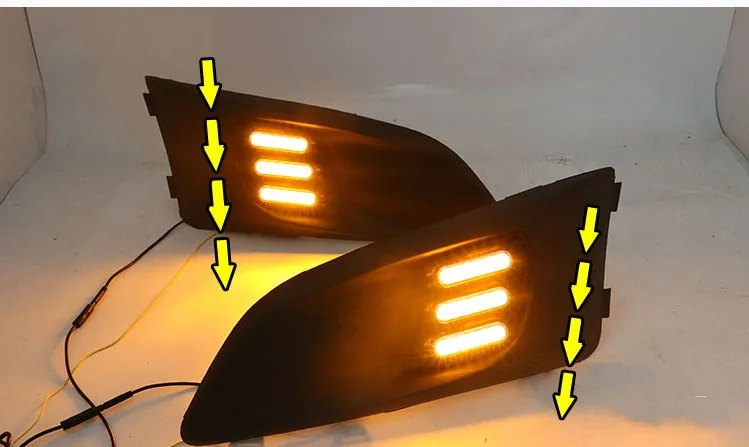 EOsuns led drl Дневной ходовой светильник для Chevrolet Aveo 2011-2013 с динамическим движущимся желтым поворотником и синим ночным светильник