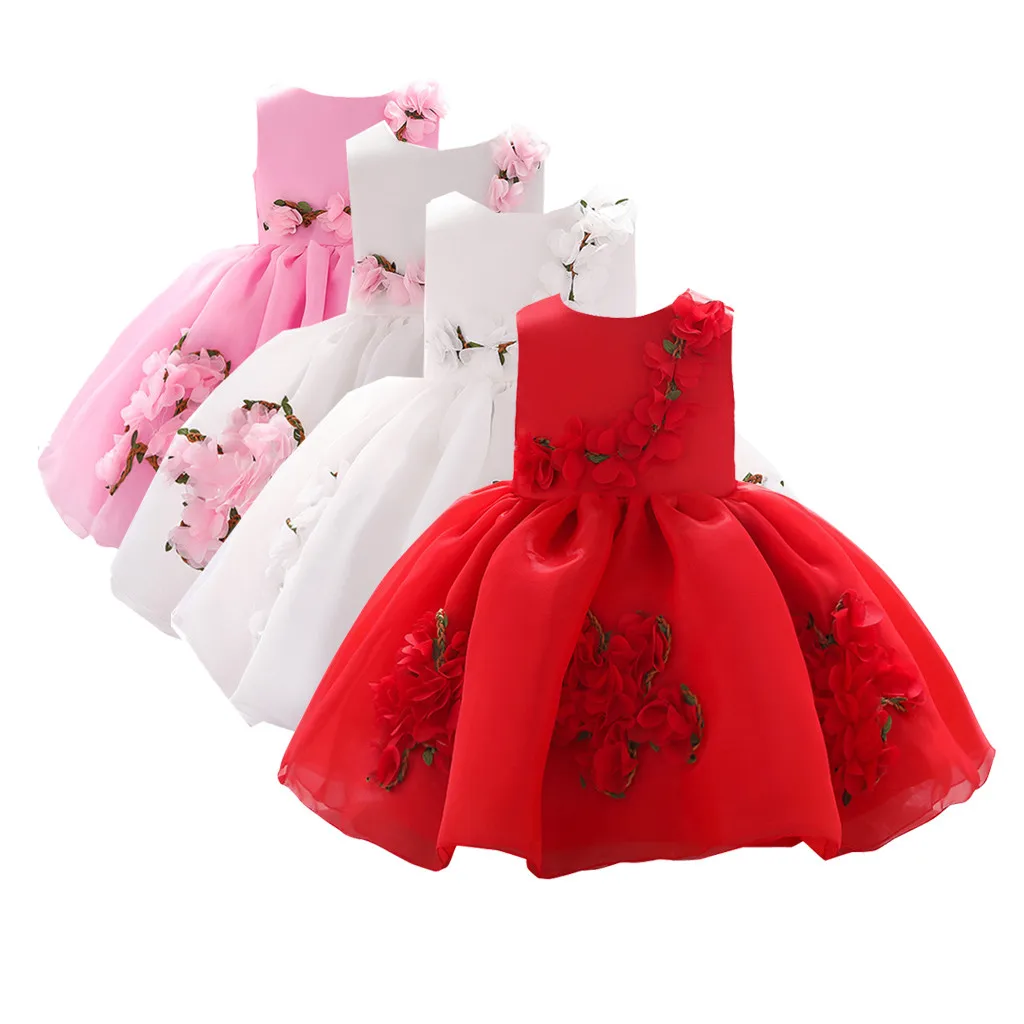 

Summer Fashion Toddler Kids Baby Girls Flower Princess Party Performance Formal Tutu Dress