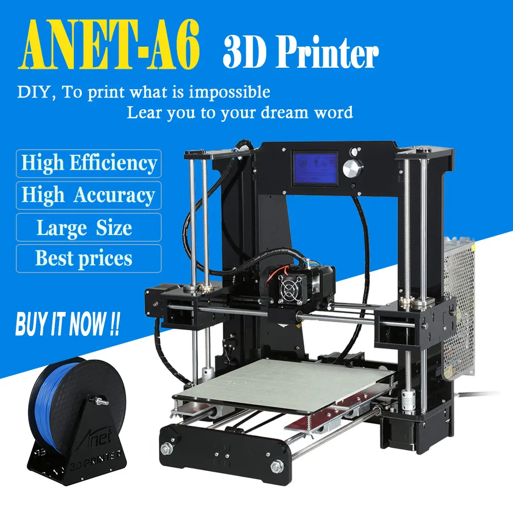 2016 Anet 3D Printer Newest upgrade Pulley Version Linear Guide Reprap i3 3d printer DIY Large Printing Size 3D Metal Printer