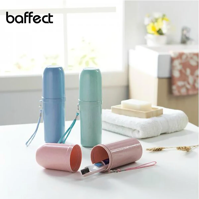 New Dual Use Tooth Mug Wheat Straw Portable Toothbrush Toothpaste Holder Double Cups Container for Travel Bath Accessories Box | Дом и сад