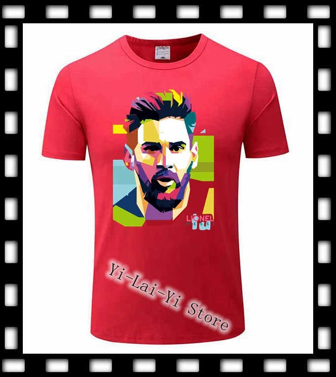 

Men Lionel Messi T Shirt Barcelona Men's Messi T-Shirt 100% Cotton TShirt Tops Argentina Jersey For Fans Tee 15 Color TShirts