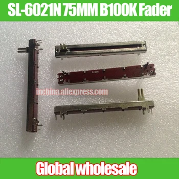 

10pcs mixer straight sliding potentiometer SL-6021N 75MM B100K / single fader handle length 10MMA