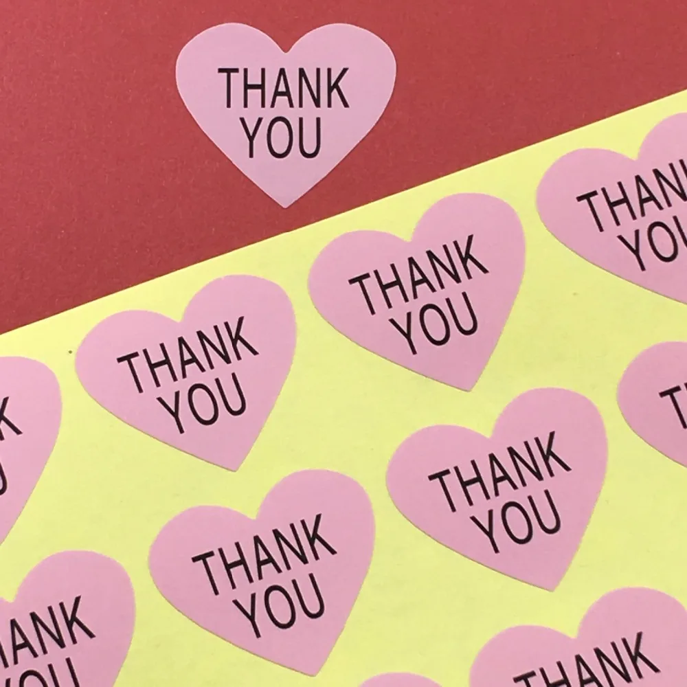300 шт. бумажные круглые клейкие этикетки с надписью thank you heart|Украшения своими