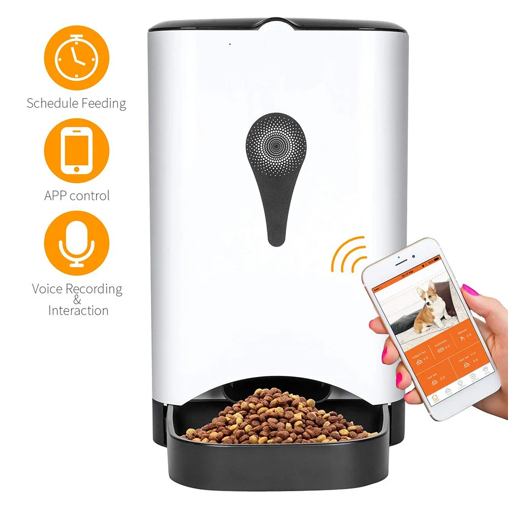 

Smart Automatic Cat Feeder Pet Food Dispenser with Timer Setting Voice Recording,WI-FI Enabled APP control Up to 8 Meals a Day