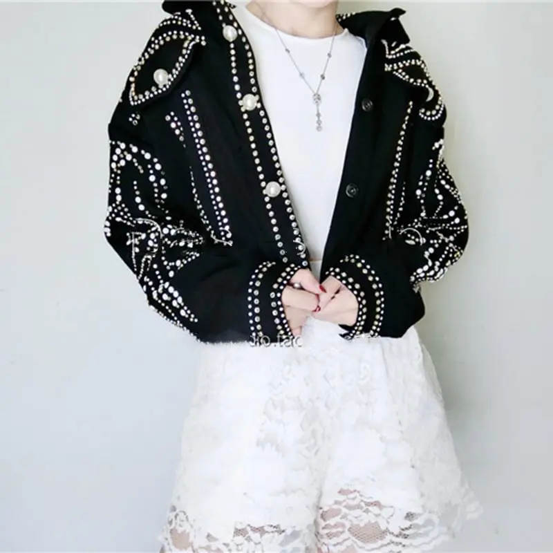 baseball luxus schwarz kurze jacke taschen winter schlank perlen basis stra niet 2019 bomber e frauen chic herbst UMSpVz