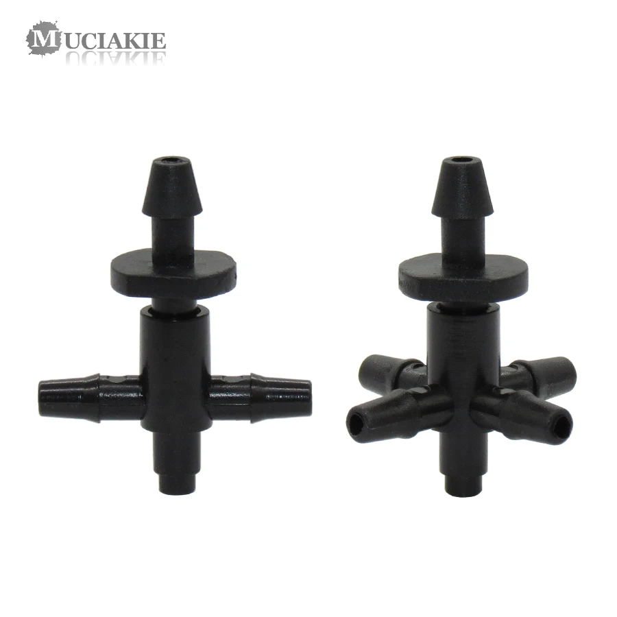 

MUCIAKIE Drip Irrigation Arrow 4 Way Cross Connector Dripper 2 Way Cross Water Diverter Fit 3mm ID 5mm OD Hose Barbed Connector