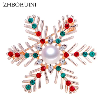 

ZHBORUINI New Pearl Brooch Snowflake Pearl Breastpin Natural Freshwater Pearl Jewelry For Women Christmas Accessorie Gift Pin