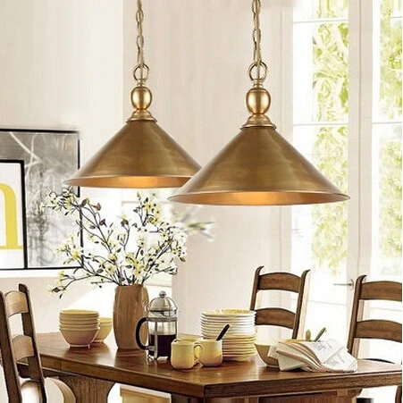 

Pure Copper American Loft Style Vintage LED Pendant Lights Fixtures For Dining Room Simple Hanging Lamp Indoor Lighting Lamparas