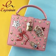 Роскошные бриллианты Корона и скипетр дамские сумки в форме коробки винтажные женские сумки на плечо вечерние сумки