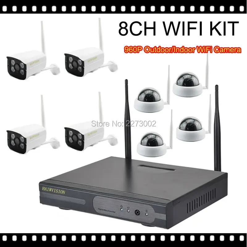 

8CH Surveillance System 960P HD Wireless NVR kit Camara domo IP Cam wifi Camera interior Wireless sistema de camera Ao ar Livre