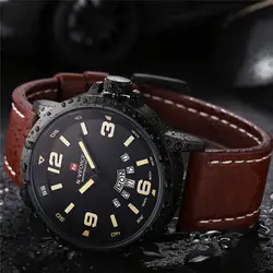 NAVIFORCE мужские спортивные часы лучший бренд класса люкс в стиле милитари модные повседневные часы Leathe кварцевые наручные часы Мужские часы