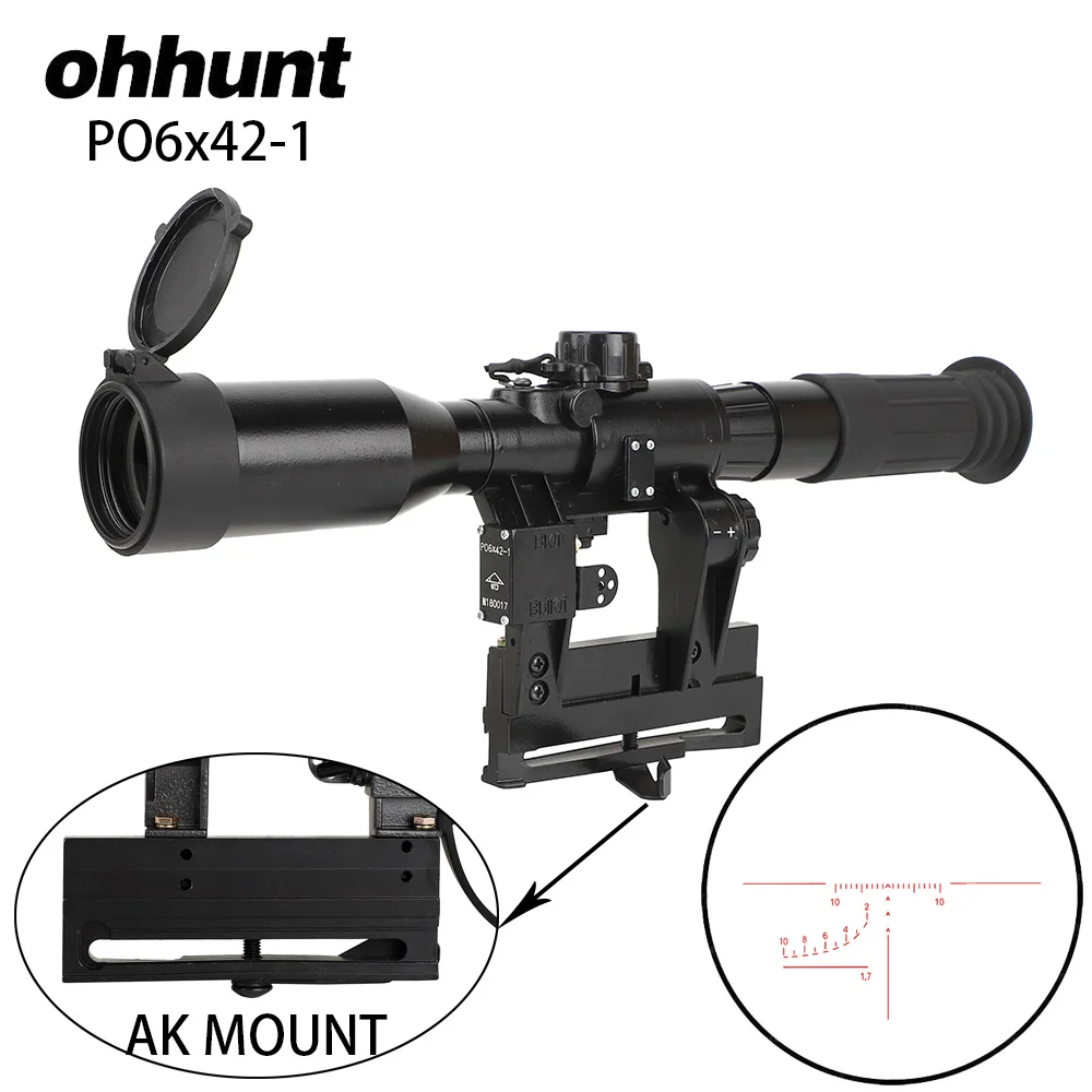 Ohhunt Тактический 6X42D оптический прицел с красной подсветкой SVD SKS AK винтовка прицел POS-1 стекло гравированная сетка охотничьи снайперские оптические прицелы