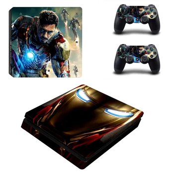 

Popular Iron Man Style Skin Sticker Cover For Playstation 4 Slim PS4 Slim Console & Decals Of 2 slim Controllers