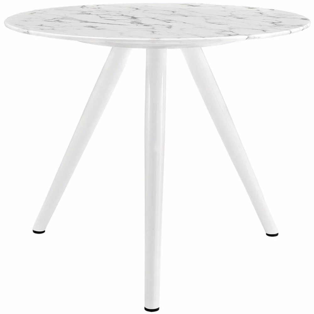 Lippa 36 Round Artificial Marble Dining Table with Tripod Base, White