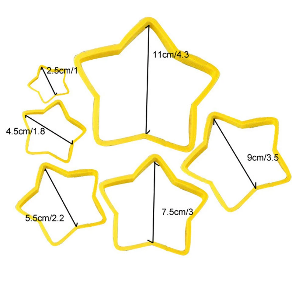 Transhome Рождество формочки 6 шт./компл. 3D Пластик пятиконечная звезда форма для выпечки DIY Инструменты для выпечки Fondant(сахарная) форма для печенья, торта