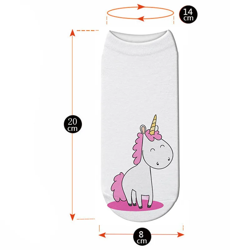 Новый Harajuku 3D печати Единорог забавные женские носки до лодыжки Licorne Chaussette Femme