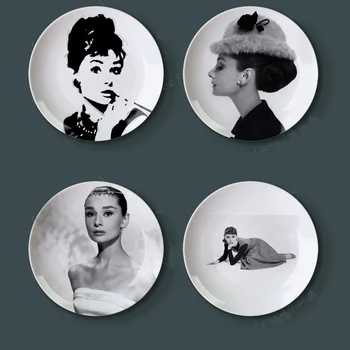 

Simple Style 8" Audrey Hepburn Wall Hanging Art Plates Ceramics Dish Home Artwork Decorative