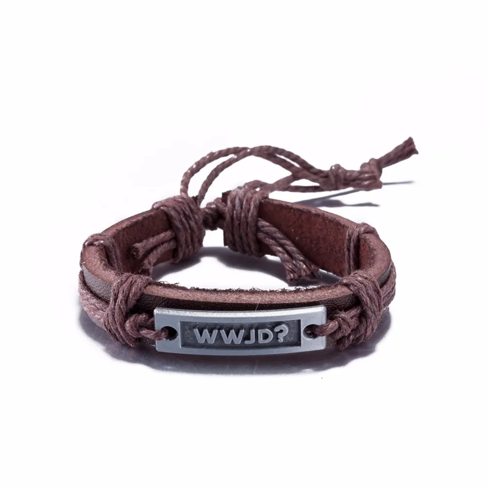 Hiphop Hand Made Zinc Alloy WWJD? Tag Charm Bracelet Women & Men