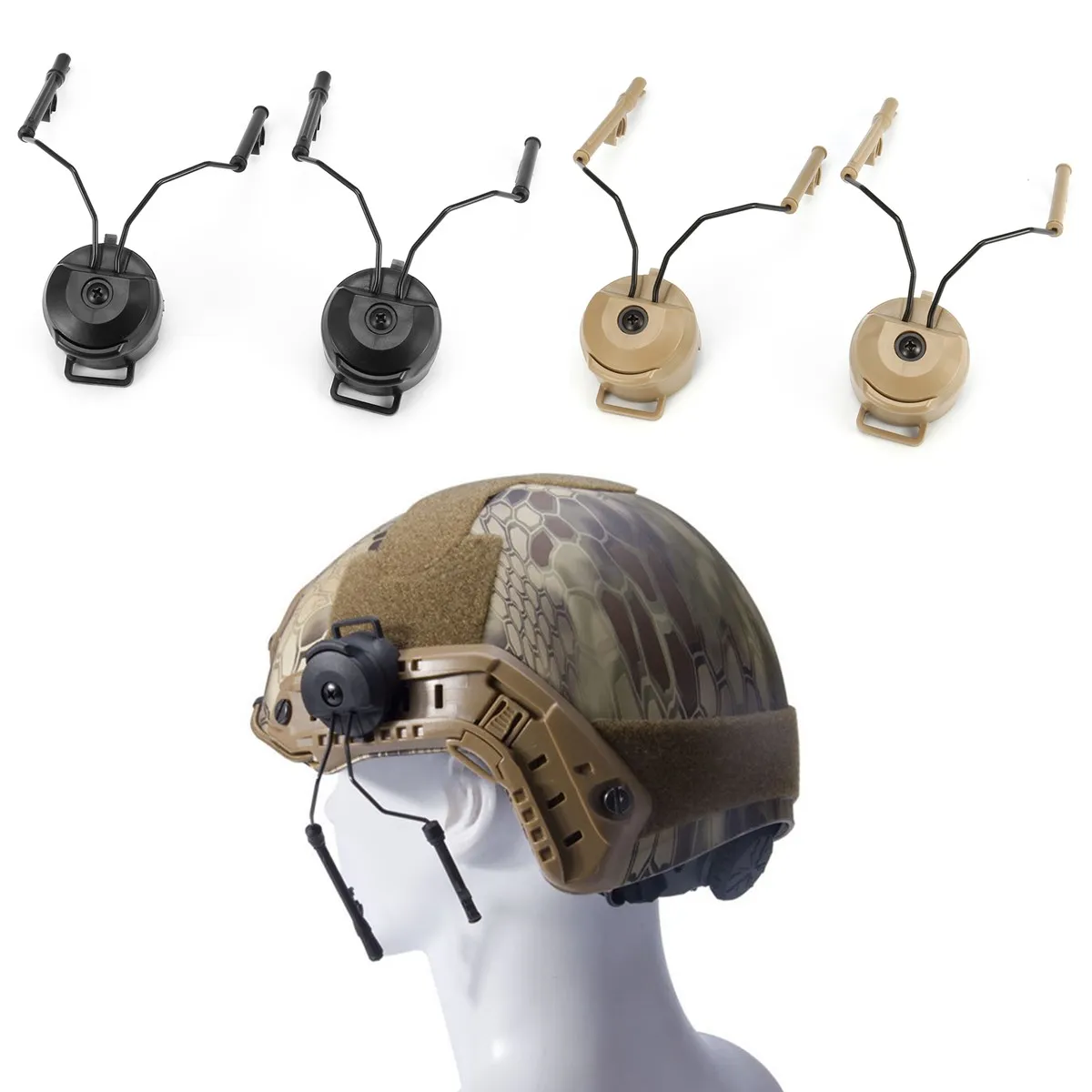 

Black Z-tactical Helmet Rail Adapter Set For Comtac Headset Military Helmet Adapter Peltor Comtac Headphones Helm Rail Airsoft