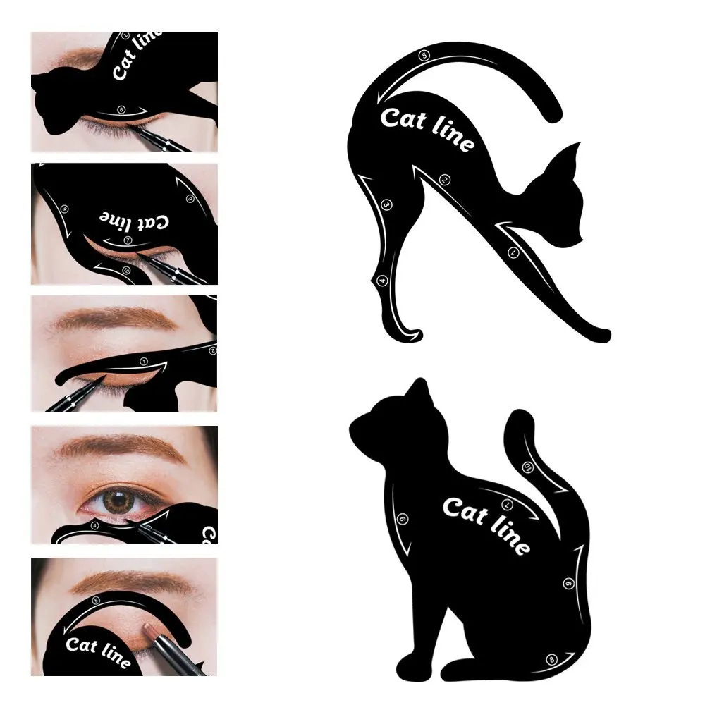 

2Pcs Eyebrow Mold Stencils Women Cat Line Pro Eye Makeup Tool Eyeliner Stencils Template Eye Shadow Model Beauty Cosmetic Tool