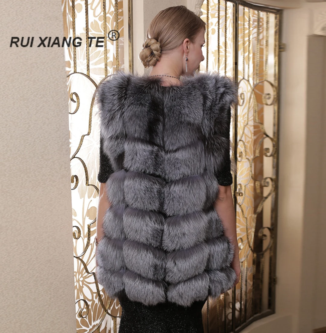 women real fur coat real fox short block vest autumn and winter outerwear natural fox ladies round neck gilet