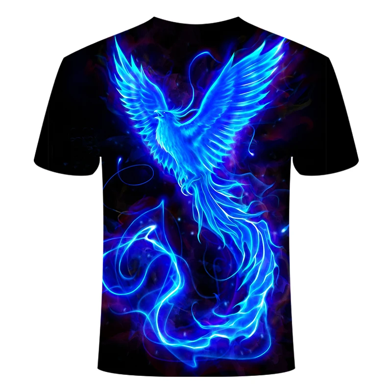 Summer New Men Women t shirt 3D blue Phoenix Printing Lovers T-shirt Male Tops Harajuku Tee Casual t shirt Printed Top