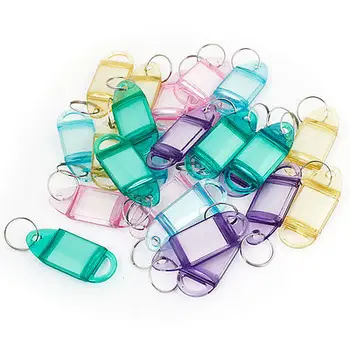 

25 Pcs Assorted Colors Opened Case Plastic ID Tags Name Card Label Key Ring