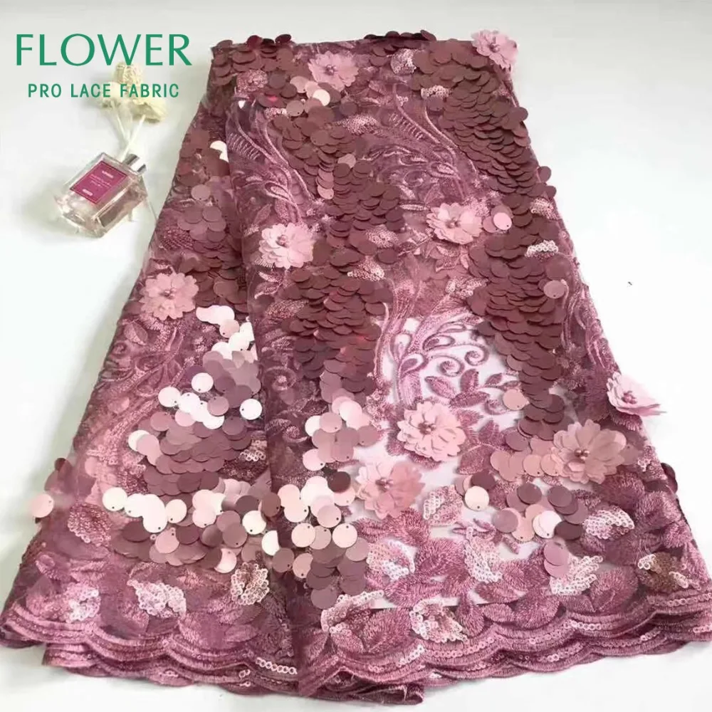 

Big Big Bright Sequined Mesh Lace Fabric African French Net Tulle Lace Fabric Women Noble Wedding Dresses Sewing Sequins Fabric