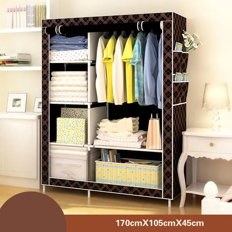 Simple Folding Cloth Wardrobe Fabric Dustproof Closet Steel Pipe Assembly Double Storage Cabinet Home Furniture Bedroom Wardrobe Simple Folding Cloth Wardrobe Fabric Dustproof Closet Steel Pipe Assembly Double Storage Cabinet Home Furniture Bedroom Wardrobe