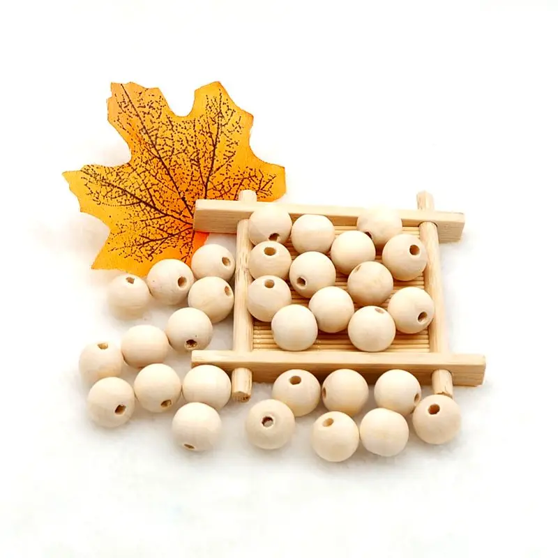 Chenkai 100 шт 10 мм натуральный мяч деревянные бусы кулон разъемы круглые детские игрушечный Бисер Дерево для Шарм для изготовления украшений вручную