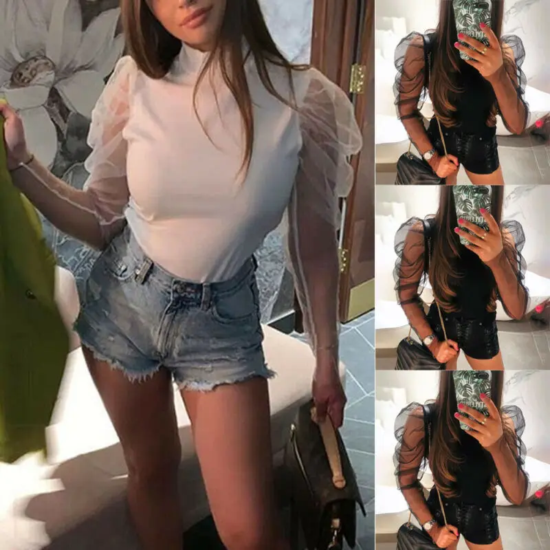 

Women Hollow Mesh Sexy T-Shirt Tee Tank Tops Transparent Clubwear