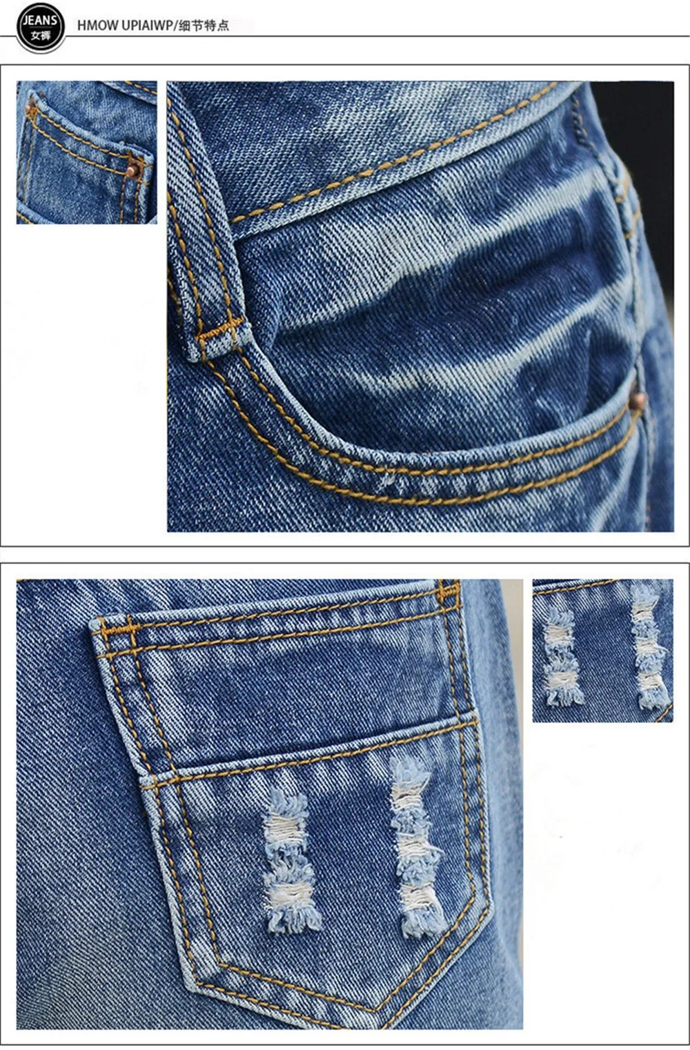 Mainland Retro Mid waist Women Short Jeans Woman Denim Female Wild Short-Pants Summer Loose Short Fashion Plus size Short jeans (11)