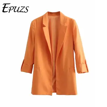 

Fashion Office Lady Blazer Mujer 2019 Rolled Up Sleeve Chic Women Casual Blazer Tops Female blazers and jackets Outwear
