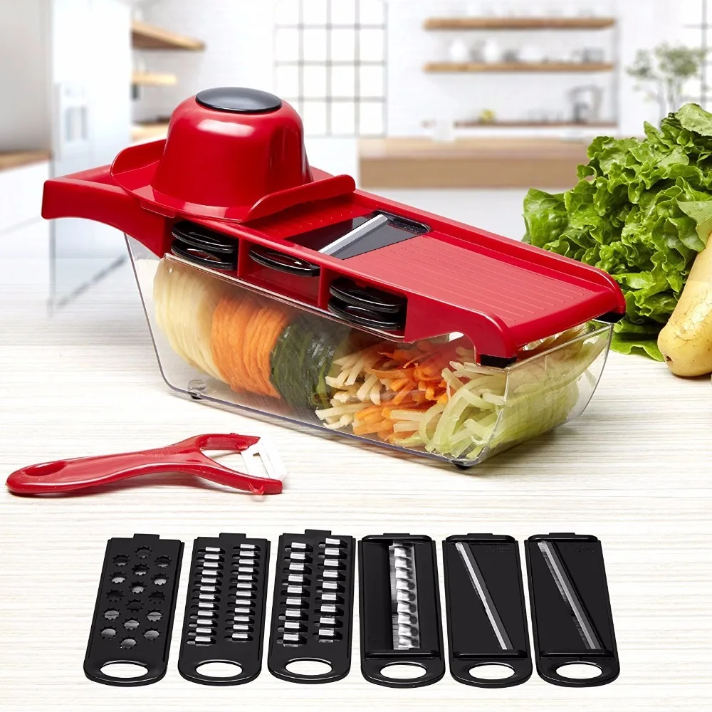 

VOGVIGO Multi-function Vegetable Fruit Mandoline Slicer Cutter With Adjustable Stainless Steel Blades Carrot Potato Onion Grater
