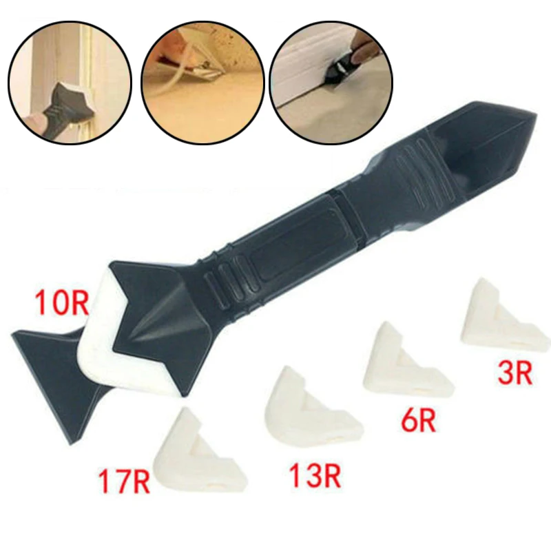 

Interchangeable Pads Molding Grouting Acrylic Joints 6pcs Set Caulking Tools Sealant Angle Scraper Accessories
