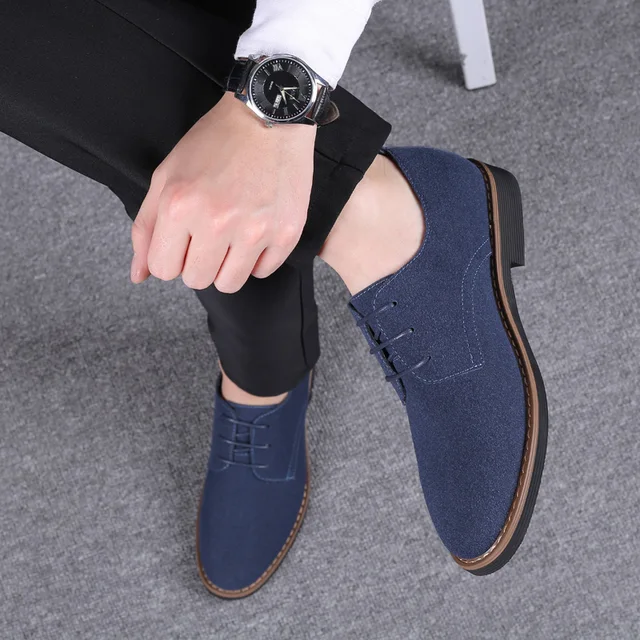 2020 High Quality Suede Leather Soft Shoes Men Loafers Oxfords Casual Male Formal Shoes Spring Lace High Quality Suede Leather Soft Shoes Men Loafers Oxfords Casual Male Formal Shoes Spring Lace-Up Style Men's Shoes