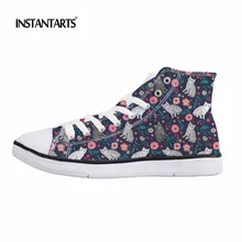 INSTANTARTS американская короткошерстная кошка детская спортивная обувь с цветочным принтом стильная обувь на плоской подошве со шнуровкой легкая парусиновая обувь с высоким верхом