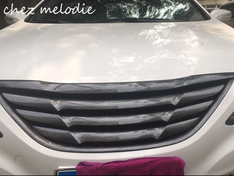 

FRP with carbon fiber watertransfer printing Car front grill without emblem For Hyundai SONATA 8 2011-2014, replacing OEM one