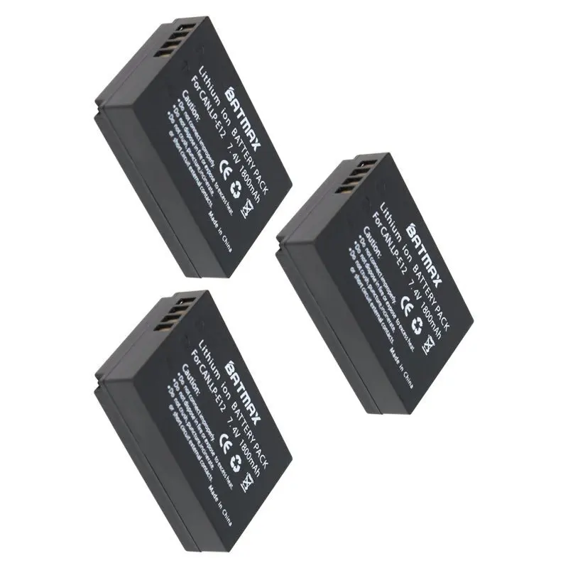 7.4v 1800mAh LP E12 LPE12 LP E12 Rechargeable Camera batteries(3 Pack