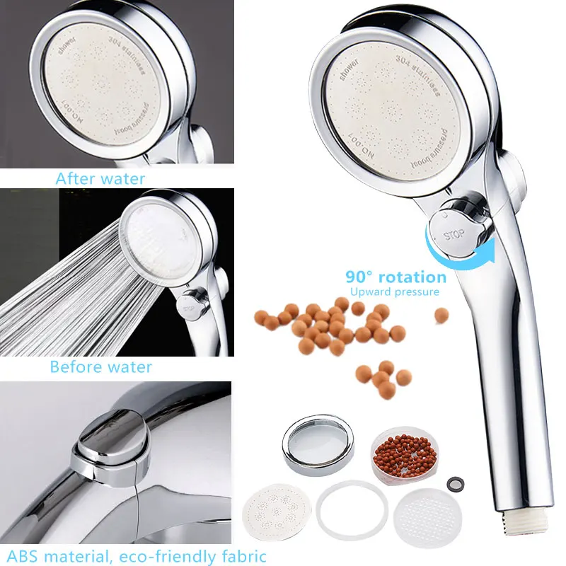 

Handheld Shower 3-Function Adjustable with Stop Button Showers Nozzle Bathroom Shower Bath Head 360 degree shaking head Spray