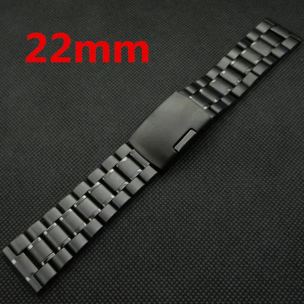 

22mm Black Band Width Stainless Steel Mesh Wrist Watch Band Fold over clasp with one push button 2 Spring Bars GD011122