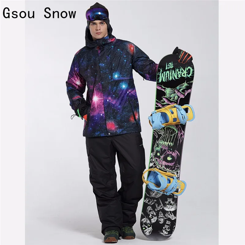 

New Gsou Snow Men Ski Suit Windproof Waterproof Outdoor Sport Wear Camping Riding Skiing Snowboard Jacket+Pants Male Male Set