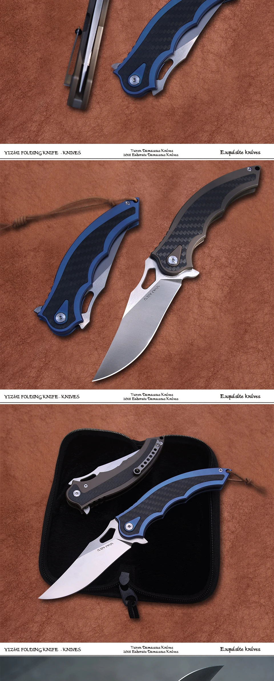 TUREN-M390 стальной нож складной нож инкрустированный с чистым углеродным волокном и ручкой из титанового сплава TC4 высокопрочные наружные ножи