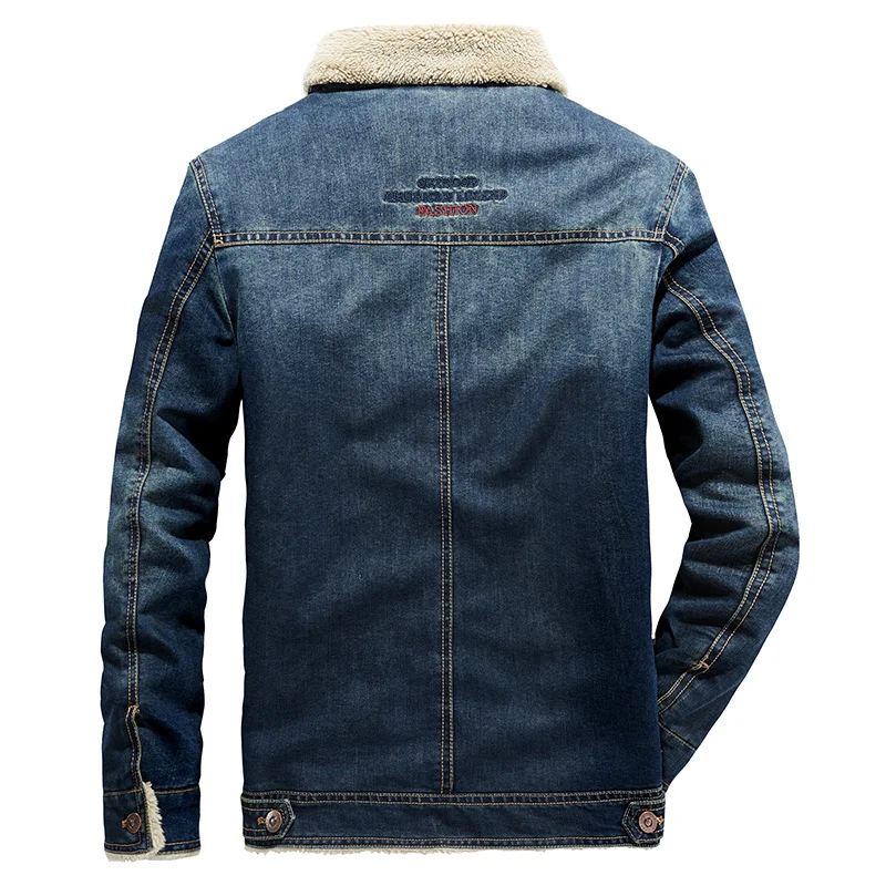 Большие размеры 5XL AFS JEEP, флисовая джинсовая куртка для мужчин, зимние мужские куртки и пальто, модная Ретро брендовая джинсовая куртка, Мужская парка homme