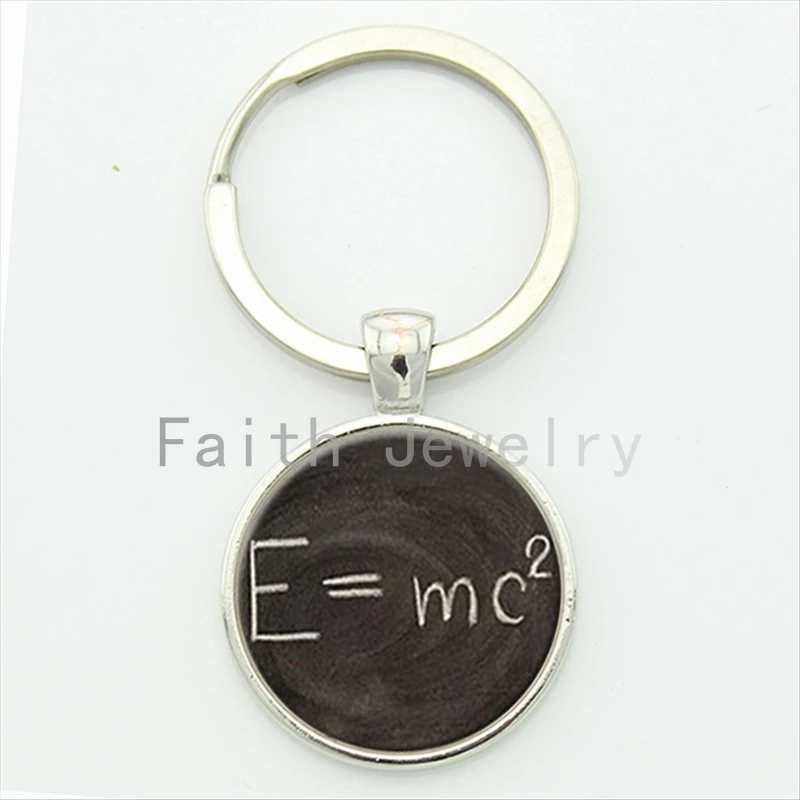 

Vintage Charm Design Albert Einstein Relativity Equation Funky Science Quote Nerd Keychain High Quality Alloy Key Chain KC217